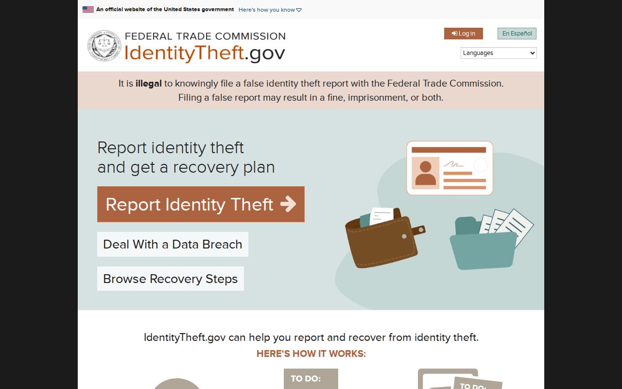 Gilbert previous residents federal identity theft recovery portal