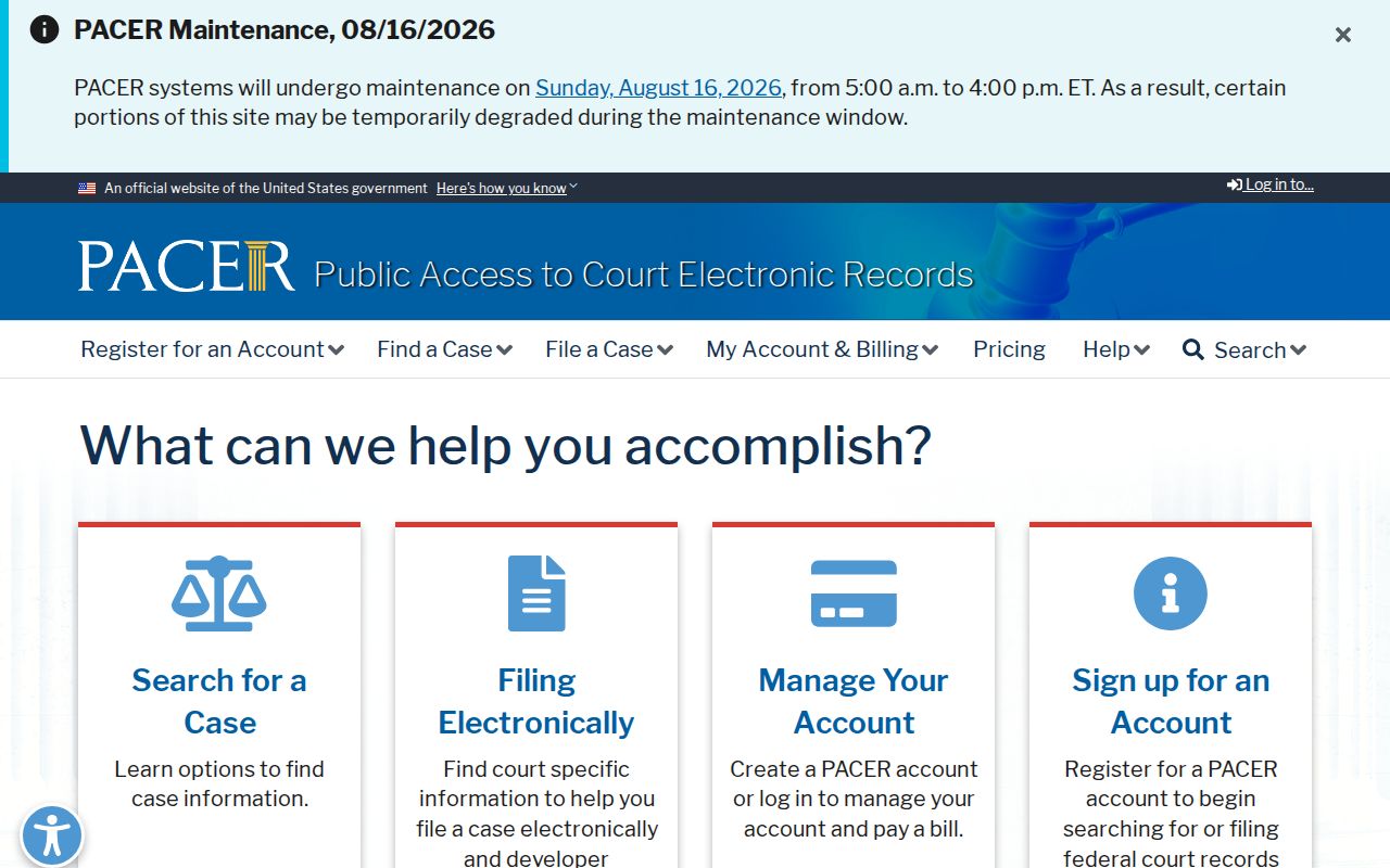 Gilbert resident lookup using the federal PACER court system