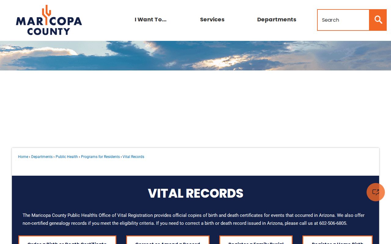 Gilbert resident lookup through Maricopa County vital records